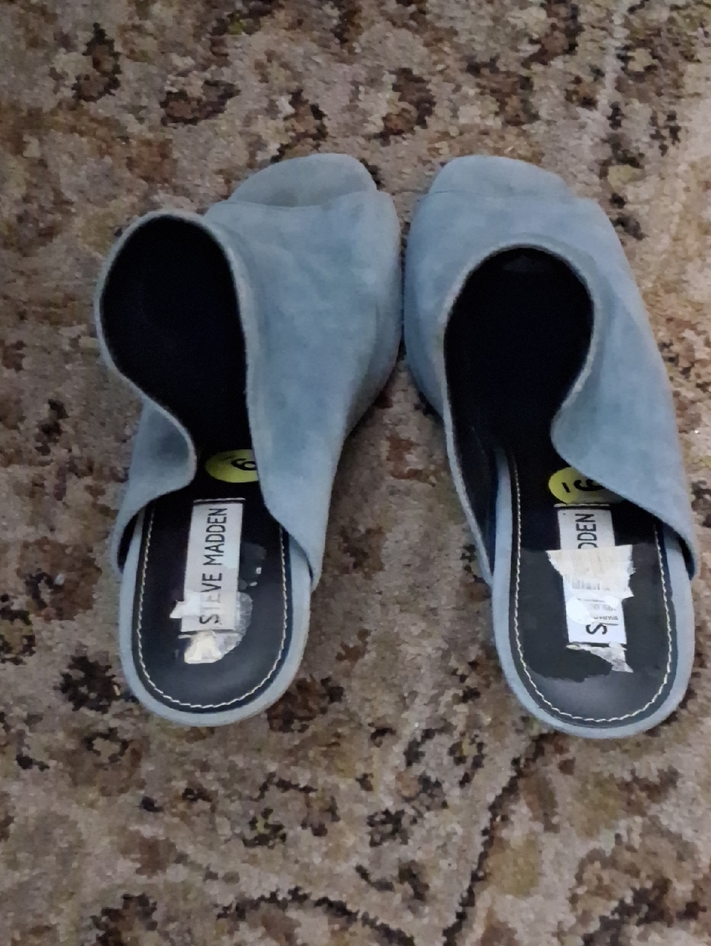 Steve Madden Light Blue Suede Slide Mules